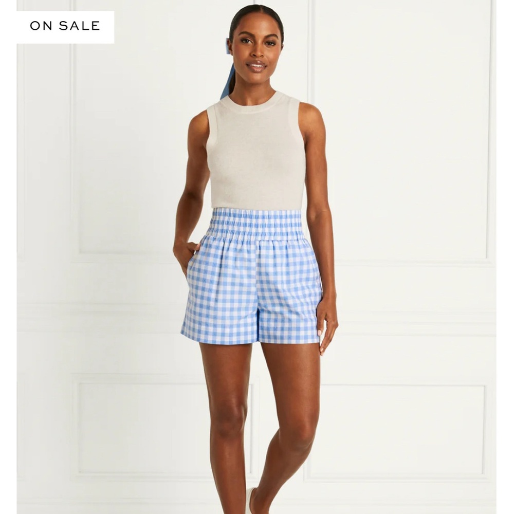 NWT Hill House Livie Shorts Blue Clip Dot Check